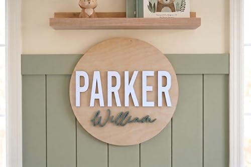 Custom Round Nursery Name Sign, Personalized 3D Baby Name Announcement Sign - Image 3