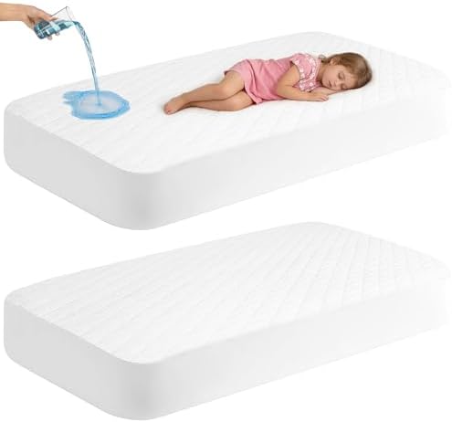 2 Pack Waterproof Mattress Protector Crib, Cotton 24X38 Fitted Crib Sheets Crib by VOPHIA