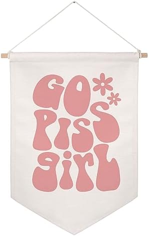 Funny Bathroom Wall Hanging Banner, Cute Preppy Girl Room Decoration, Linen by ZEARPT