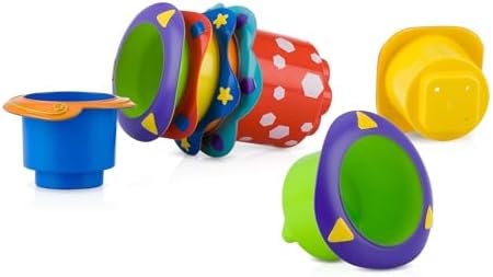 Nuby 5 Count Splish Splash Stacking Cups Baby Bath Toy - Image 3
