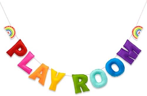 Pre-Strung 3D Rainbow Playroom Felt Banner Reusable Kid Playroom Decoration by Meygajoe