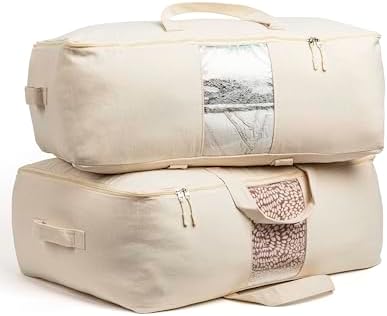 Soft Canvas Storage Bags with Zipper. Thick Breathable by VeraMia