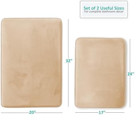 Clara Clark 2 Piece Bathroom Rugs Bath Mat Set, Velvet Memory Foam Bath Mats - Image 2