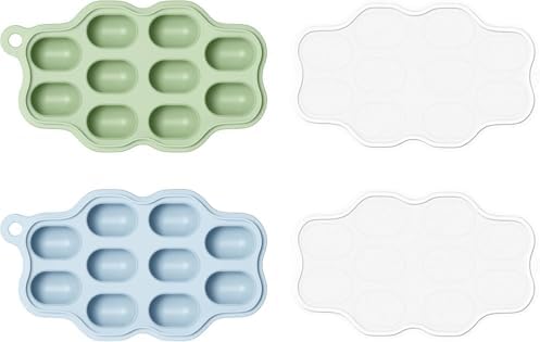 Baby Food Freezer Tray with Lids 2 Pack, Silicone Baby Food Storage Containers by MAKEMOMAGOODMOOD