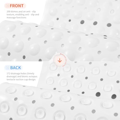 Anti-Slip Bathtub Shower Mat 40×16 Inch Opaque White - Image 2