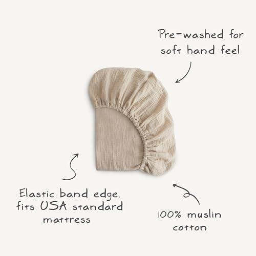 mushie Extra Soft Muslin Fitted Crib Sheet | 192 Thread Count | 28"x 52" - Image 3
