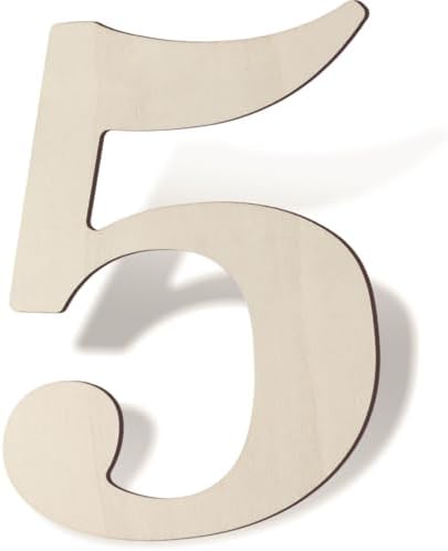 Wooden Numbers 8 Inch Large Paintable Wood Number 5 by Unknown