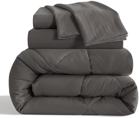 NTBAY Twin Microfiber Bed in a Bag, Comforter Set 5 Piece, Dark Grey - Image 2