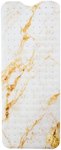 ENKOSI Non-Slip Bath Mat and Shower Mat 40x16 Long, Marble White Gold by ENKOSI