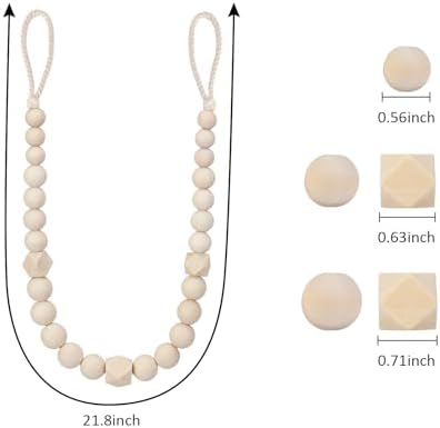KLOGTSIND Wood Bead Curtain Tiebacks, 6 Pack Curtain Tie Backs - Image 2