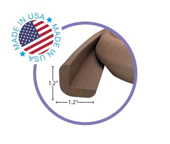 Kidkusion Baby Proof Edge Guards for Safety | Made in The USA | 48 Feet | Brown | Edge Protectors for Furniture, Tables, Fireplaces | Heavy Duty Tape Included