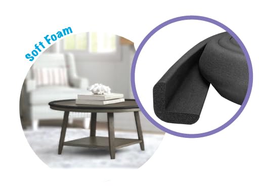 Kidkusion Baby Proof Edge Guards for Safety | Made in The USA | 28 Feet | Black | Edge Protectors for Furniture, Tables, Fireplaces | Heavy Duty Tape Included