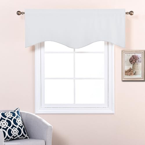 NICETOWN Bathroom Valances for Small Windows, Rod Pocket Elegant 52 inches by - Image 4