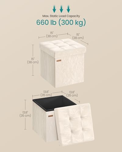 SONGMICS Storage Ottoman, Foldable PU Leather Footrest - Image 3