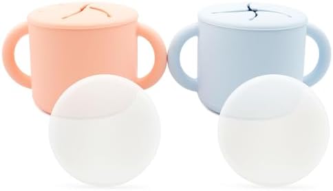 WeeSprout Snack Containers, Food Grade Silicone Cups, Spill-Proof Tops by WeeSprout