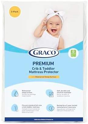 Graco Premium Waterproof Crib and Toddler Mattress Protector, 2 Pack by Unknown