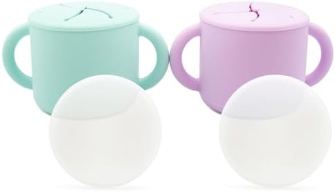 WeeSprout Snack Containers, Food Grade Silicone Cups, Spill-Proof Tops by WeeSprout
