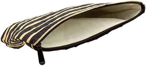 Flat Makeup Bag for Women, Zipper Cosmetic Pouch for Purse, Stripe Black - Image 4