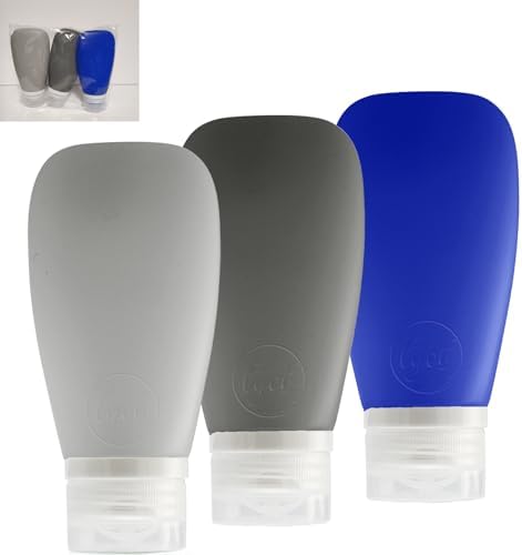 Leak Proof Silicone Refillable Bottles 3oz-90 ml Travel Squeeze Bottles by Lyob