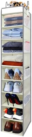 Large-Sized Hanging Shoe Organizer 10-Shelf, Sturdy Hanging Closet Organizer by ROOMTALK