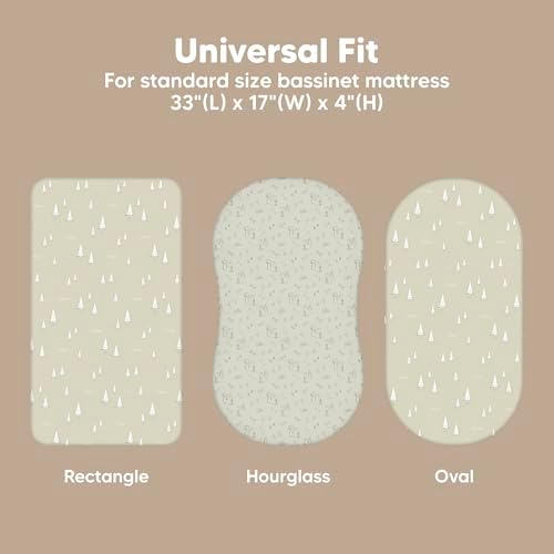 2-Pack Baby Bassinet Sheets Girl, 33x17 Bedside Sheets - Image 3