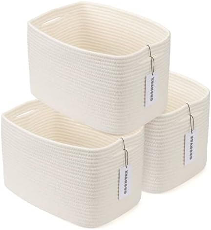 XUANGUO Woven Cotton Rope Storage Baskets 15x10x9.3" 3 Pack White by XUANGUO