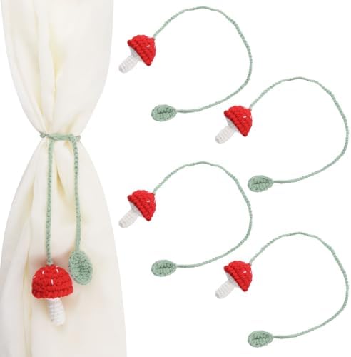 Mushroom Curtain Tieback 4Pcs Window Drape Rope Holdbacks by UFURMATE