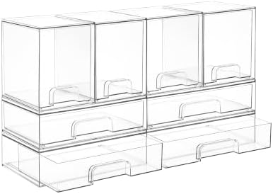 Vtopmart Clear Stackable Storage Drawers Set of 8, Plastic Organizer Bins by Vtopmart