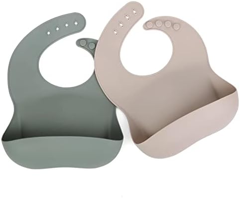 Ginbear Silicone Bibs Set for Babies 2 Pack 6 M+ by Ginbear