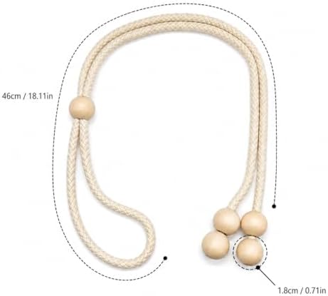 Wooden Bead Curtain Tiebacks 4 Pack Adjustable No-Drill Rope Ties - Image 2