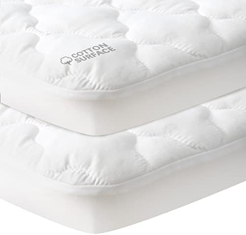 Waterproof Pack and Play Mattress Pad Sheets Fitted 2 Pack by Moonsea