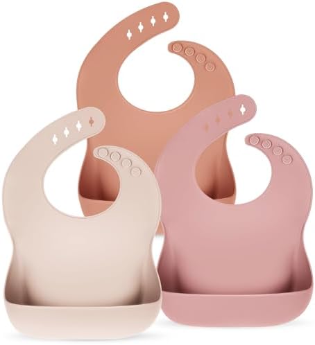 Eascrozn Silicone Bibs for Babies Toddler Set of 3, BPA Free by Eascrozn