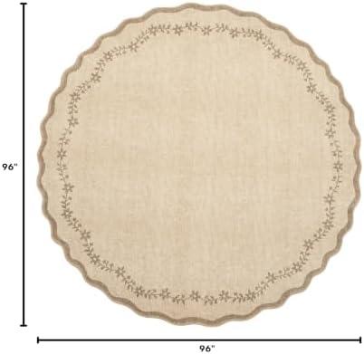 GarveeHome Large Round Rug 8ft Scalloped Washable Circle Living Room Rug - Image 2