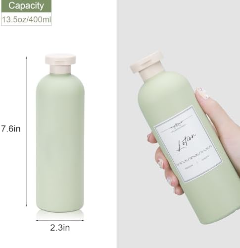 13.5 oz Plastic Travel Shampoo Bottles, Refillable Flip Cap Squeeze Bottles - Image 2