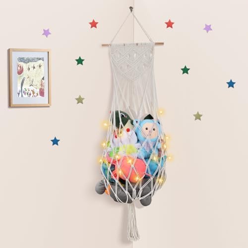63 Inch Stuffed Animal Storage Hammock Corner, Stuffy Plushie Net by iHansee