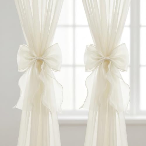 2 Pack French Lace Bow Curtain Tiebacks by GAJILON