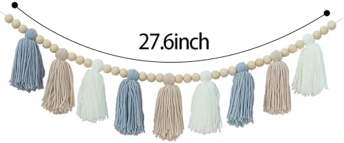 Boho Blue Tassel Garland Baby Boy Shower Decorations - Image 7