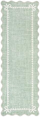 GarveeHome Scalloped Hallway Runner Rug 2.5x10 Non Slip Sage Green Rugs - Image 4
