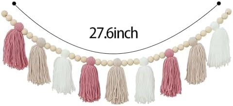 Boho Yarn Tassel Garland Pink Banner - Image 6