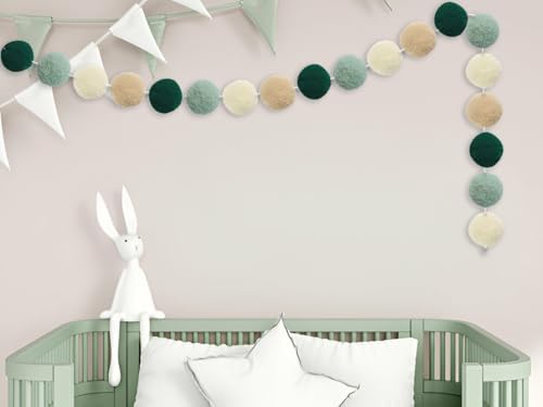Boho Pom-Pom Felt Garland Sage Green - Image 5