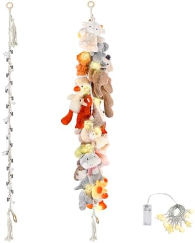 CERETIA 80" Stuffed Animal Organizer Chain, Corner Storage, LED Light by CERETIA