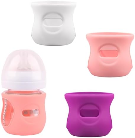 3 Pack Silicone Sleeves for Avent Natural Glass Baby Bottles 4 oz by HUAKENER