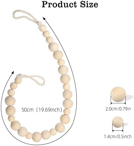 Hion 4 Pcs Boho Curtain Tiebacks, Wood Beads Curtain Holdbacks, Outdoor - Image 2