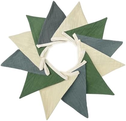 2 Sets of Green Grey Beige Banner Garland 24Pcs Woodland Fabric Linen Pennant - Image 7