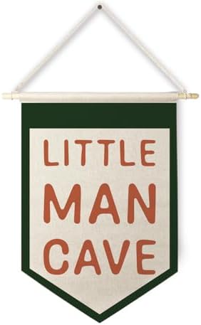 Qpenm Little Man Cave Hanging Wall Canvas Banner, Kids Room Hanging Pennant by ColorfulLifeStartingwithYourCuteTowel