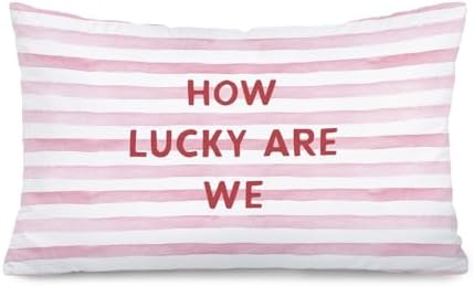 Pink Girly Room Decor Aesthetic 12x20 Pillow Cover, How Lucky are We Preppy by Unknown