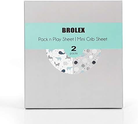 Pack n Play Stretchy Fitted Playard Sheet Set BROLEX 2 Pack Portable Mini Crib - Image 2