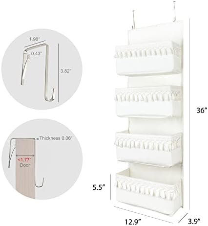 Dahey Over The Door Organizer 4 Pockets Hanging Behind Door Storage - Image 6