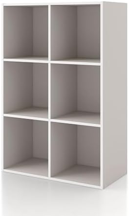 Homes: Inside + Out Apexa 6-Cube Storage Organizer Shelves, Stackable Wood by HOMESInsideOut