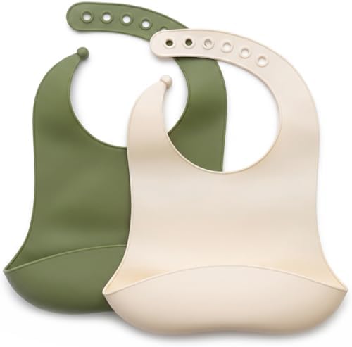 Silicone Baby Bibs 2-Pack – Waterproof Adjustable Baby Bibs by Unknown